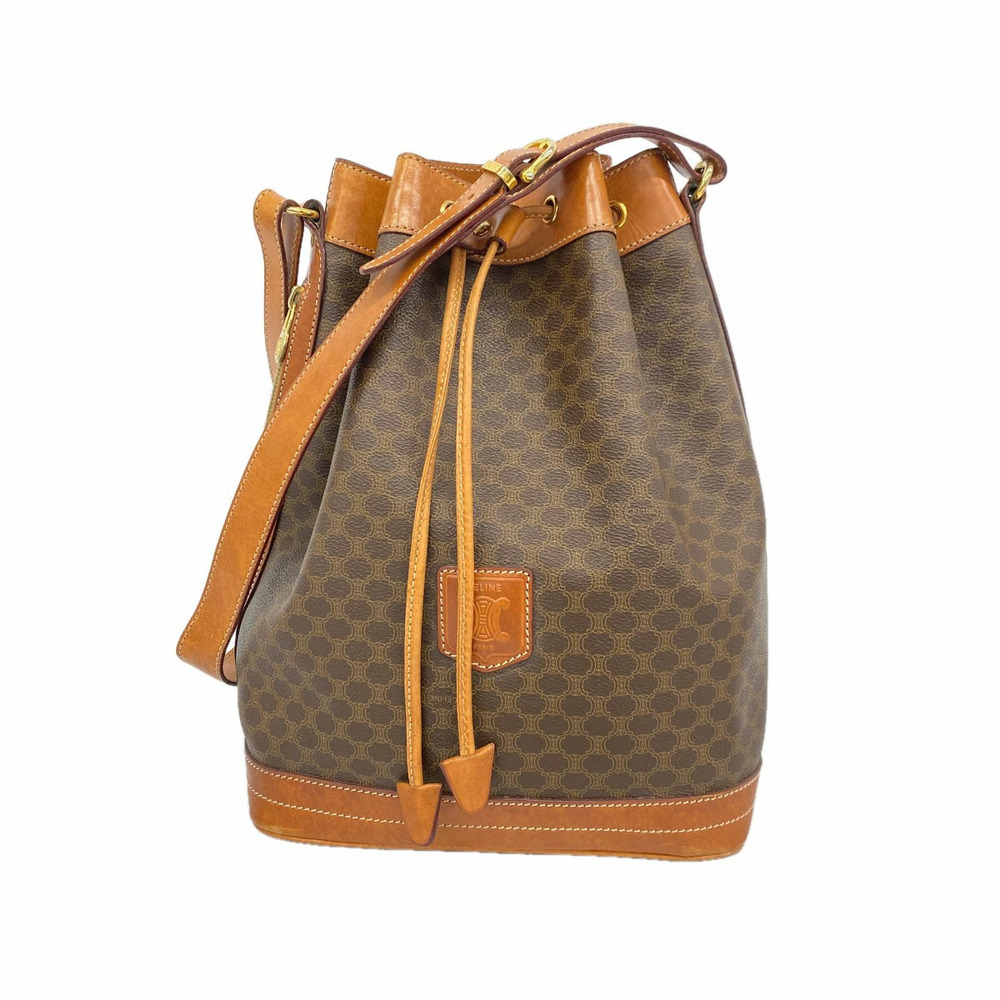 Celine Macadam Shoulder Bag Brown Gold